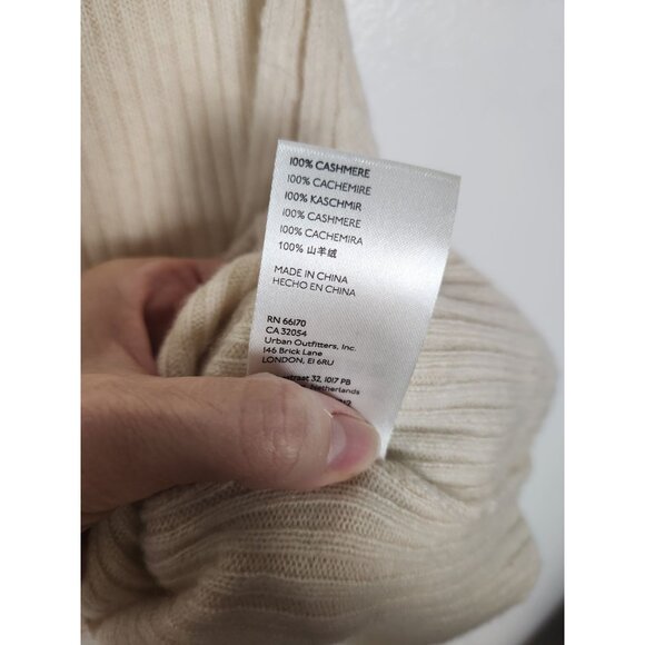 Maeve Women's Sz. M 100% Cashmere Sleeveless Turtleneck Ivory Top - Picture 3 of 5